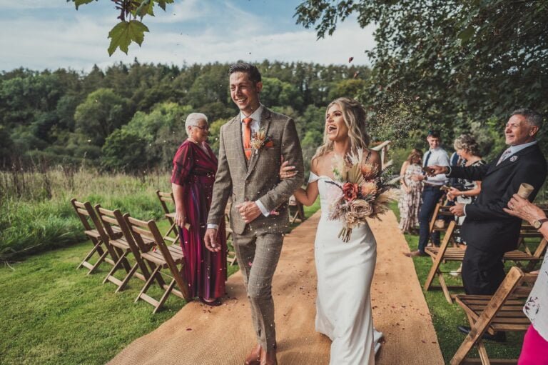 Bride and grom confetti shot
