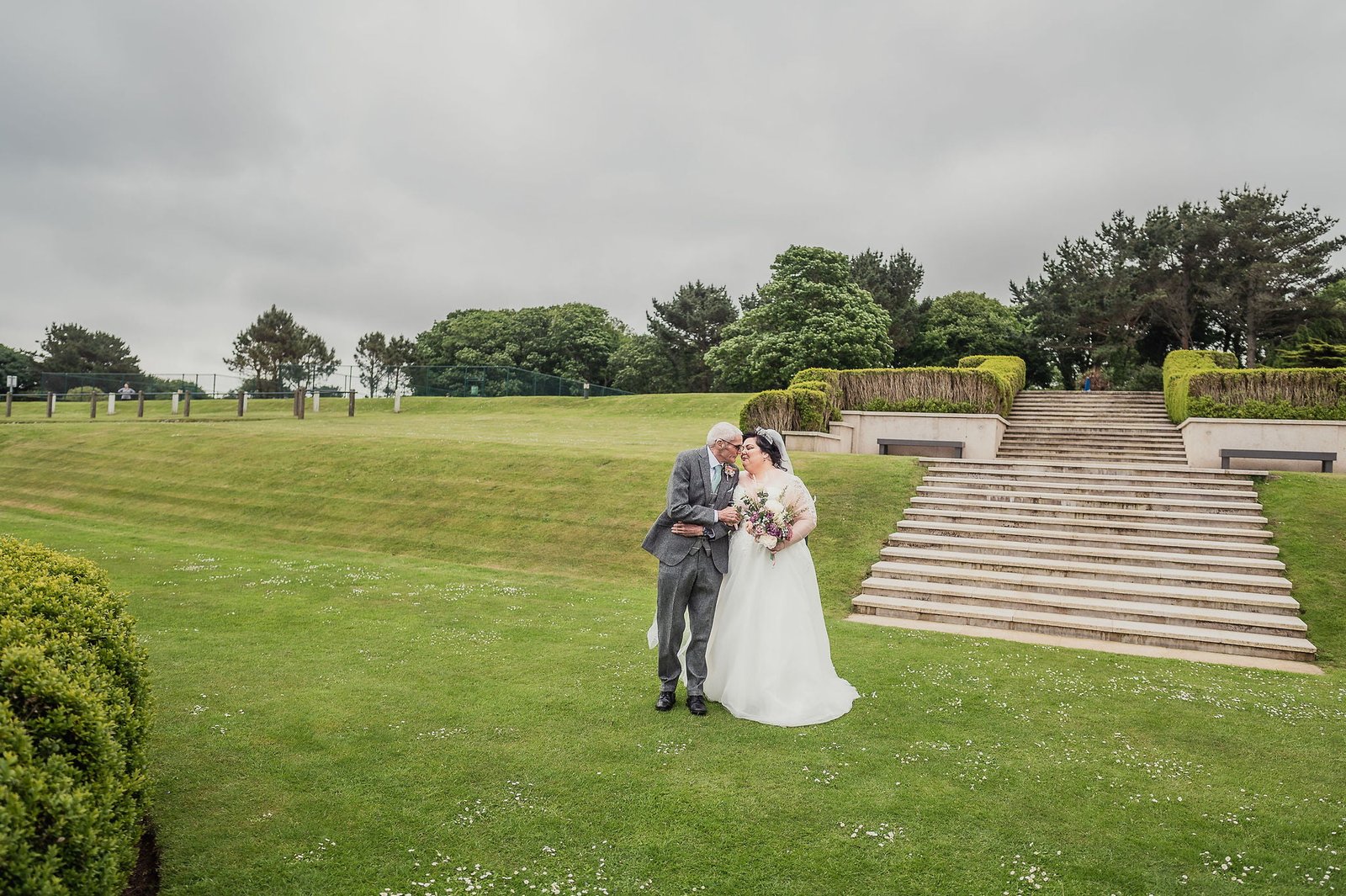 Bride and Groom on the lawn