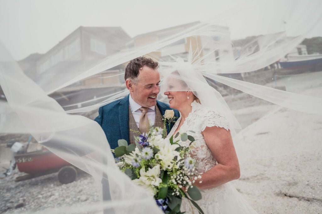 Bride and Groom veil photograph