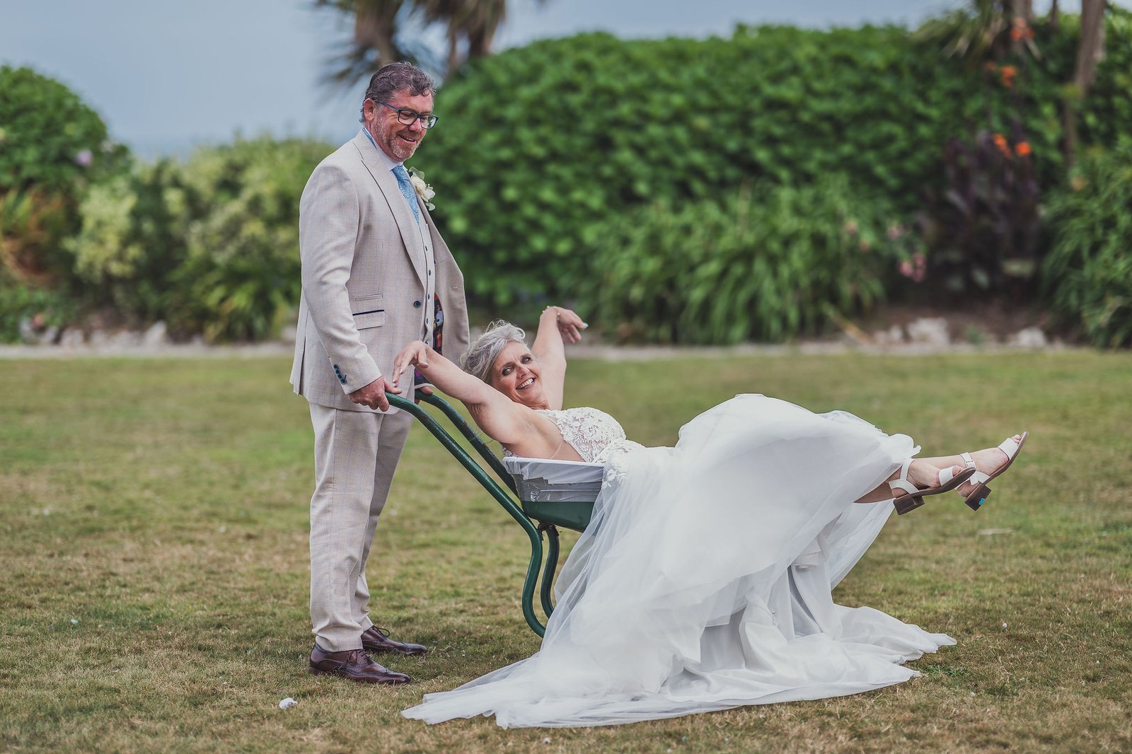 Bride in a wheelbarrow