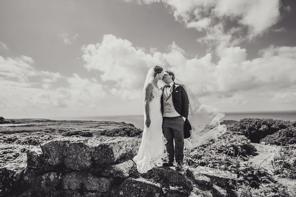 Black and white bride and groom